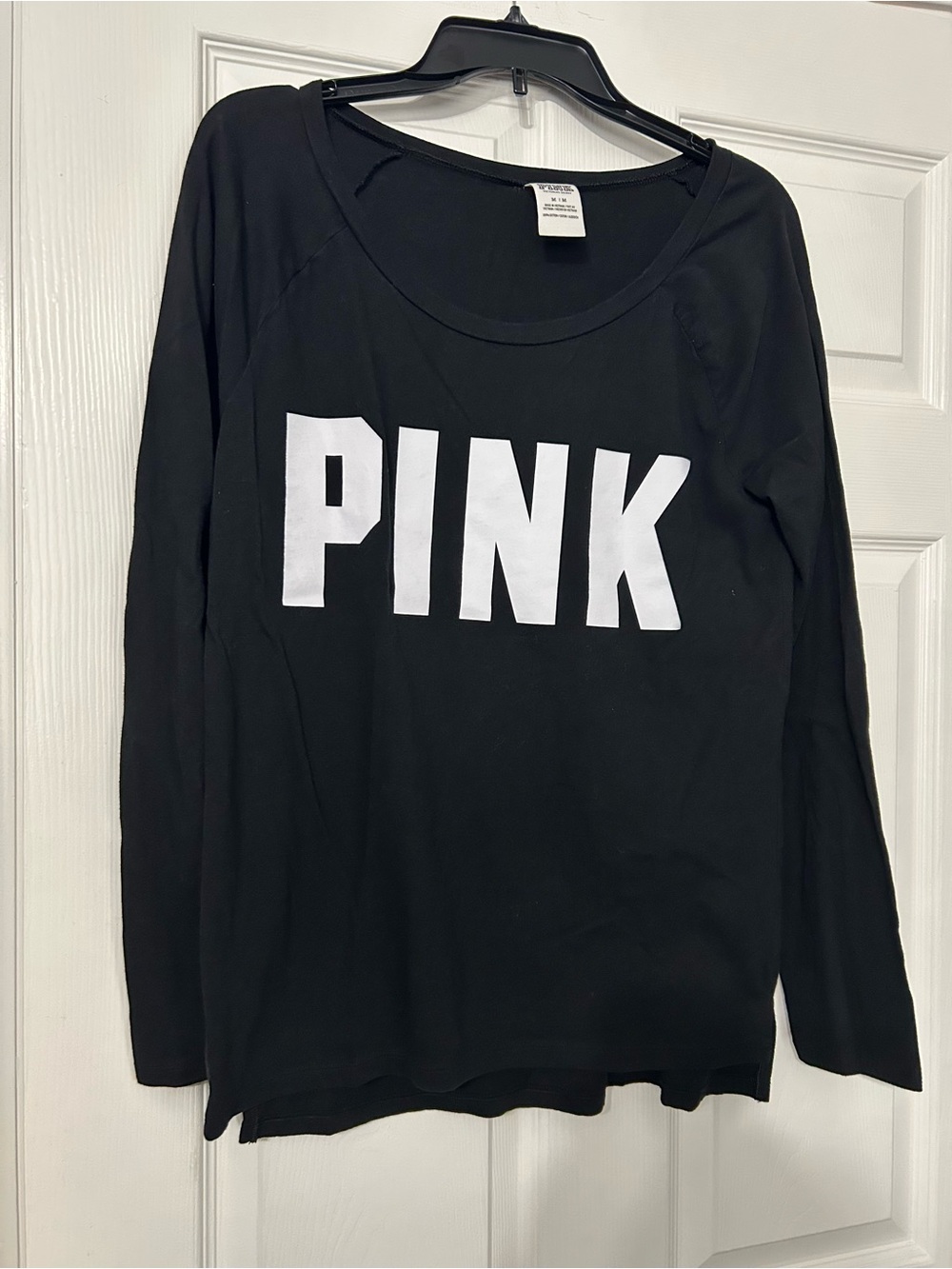 PINK Black Logo Long Sleeve Shirt